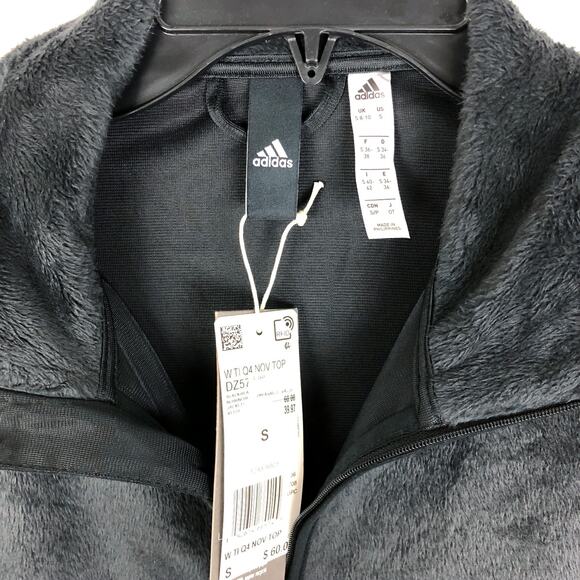 Adidas Women's Fleece Half-Zip Tennis Warmup Sweatshirt Small Black Pullover NWT - Picture 8 of 8